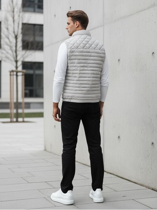 Moderen siv moški telovnik brez kapuce