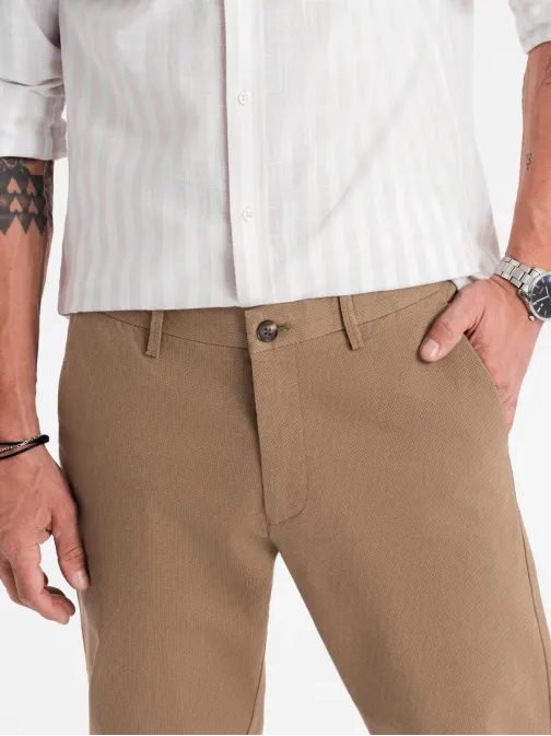 Temno bež hlače chinos z drobno teksturo V2 PACP-0184