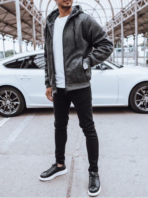 Trendovska grafit melirana jopa s kapuco