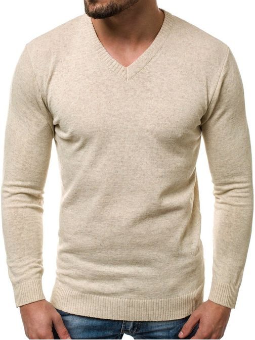 Trendovski moški pulover bež OZONEE O/6002/18