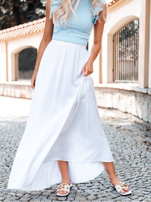 Stilsko žensko maxi krilo v beli barvi GLR016
