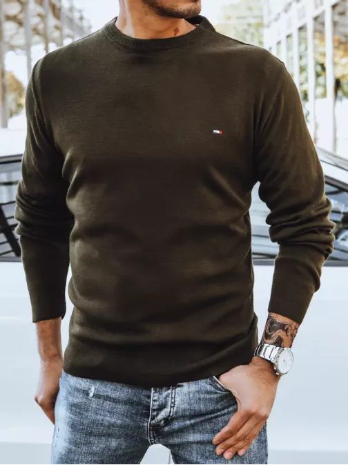Kaki pulover elegantnega dizajna