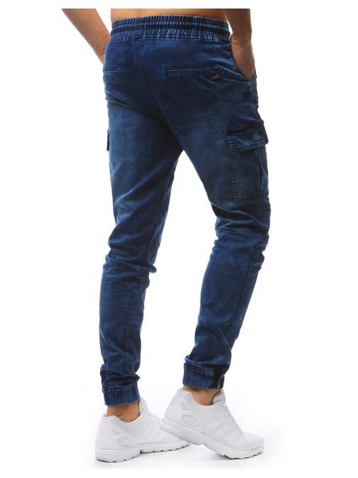 Modre jogger hlače s kontrastno vrvico