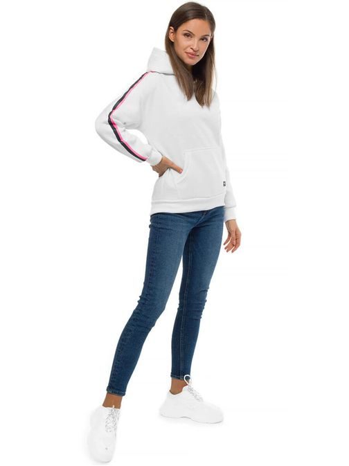 Enostaven ženski pulover v beli barvi JS/B26015