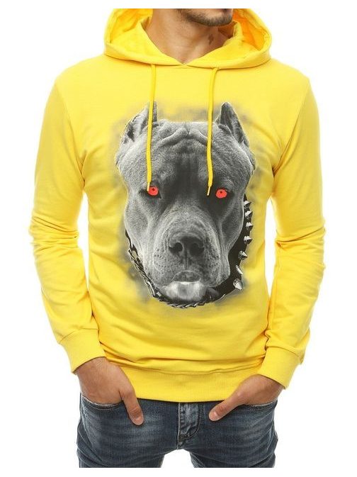 Trendovski rumen pulover s potiskom psa