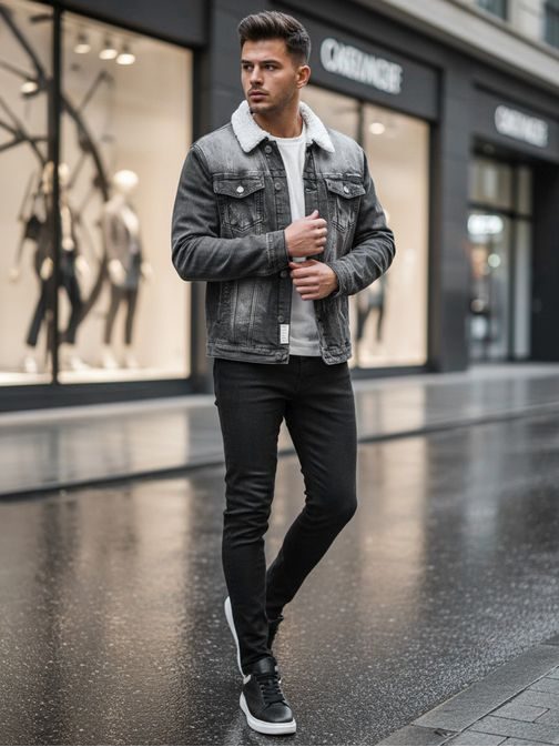 Originalna črna prehodna jeans jakna