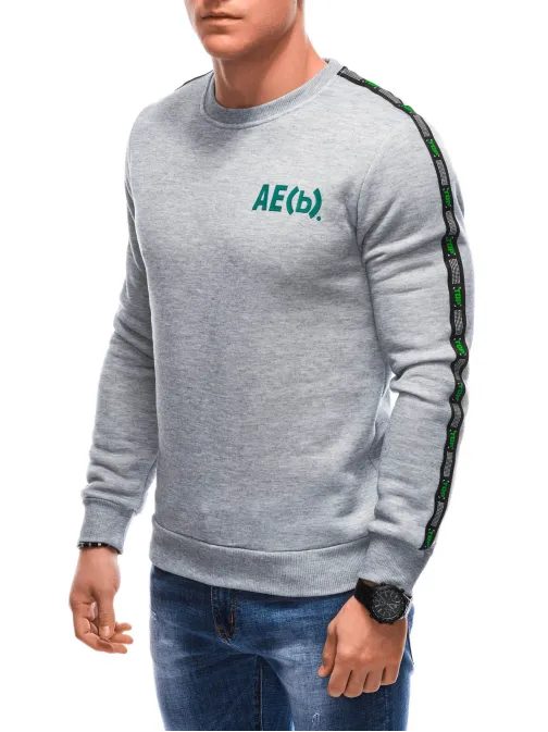 Originalen siv pulover z zelenim napisom B1617