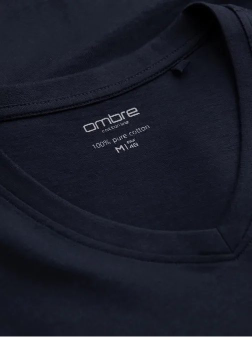 Temno modra majica z dolgimi rokavi in V-izrezom V5 LSBL-0108