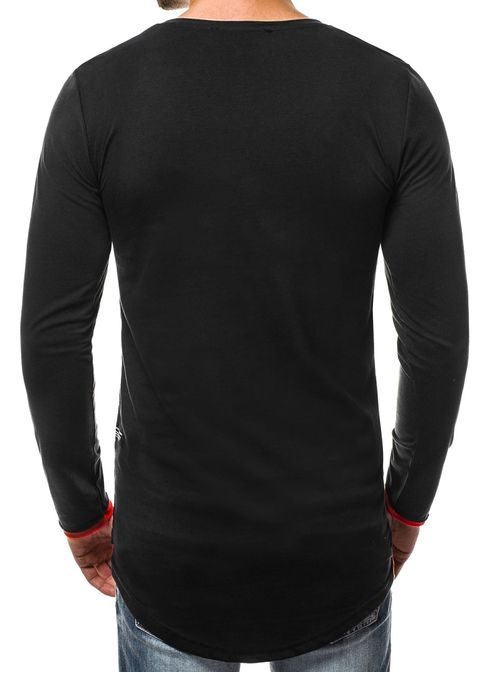 Trendovsko strgana majica črno-rdeča OZONEE O/1229