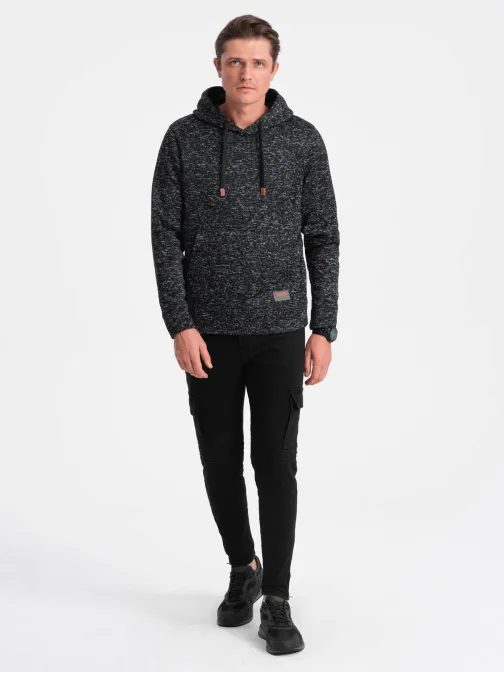 Nevsakdanji meliran grafit pulover s kapuco V2 SSNZ-0147