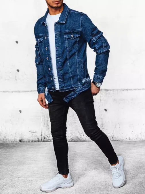Stilska jeans jakna v modri barvi