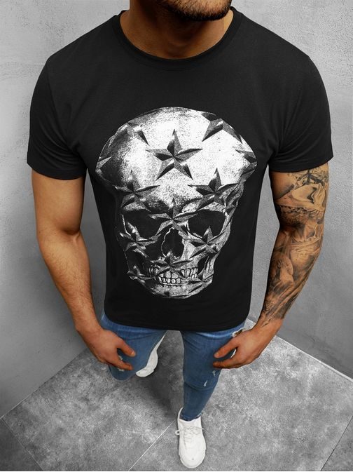 Črna majica s stilskim potiskom Skull O/1296