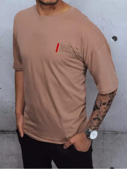 Moška majica s potiskom v barvi kapučina
