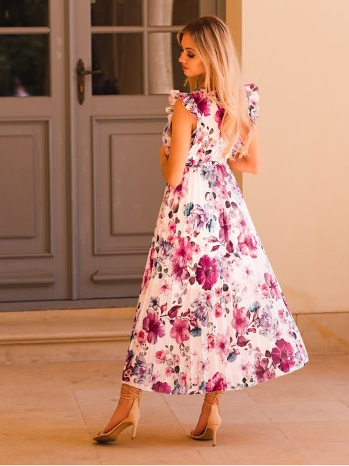 Ženska bela obleka edinstvenega izgleda DLR077