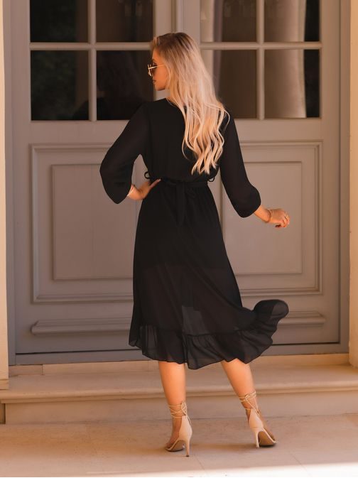 Stilska ženska črna obleka DLR050