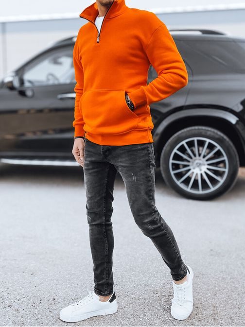 Udoben oranžen pulover z zadrgo