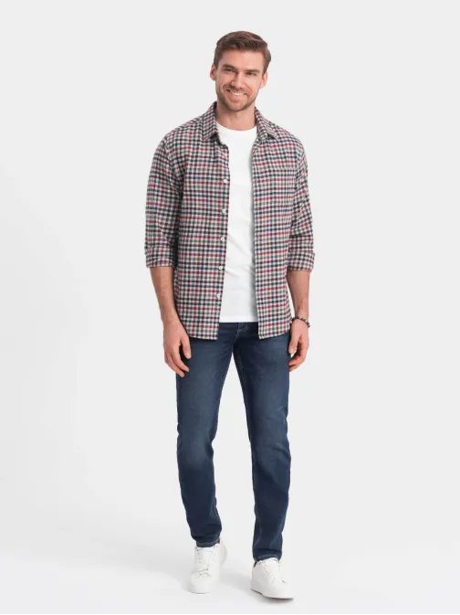 Originalna flanelna karo granat rdeča srajca V3 SHCS-0150