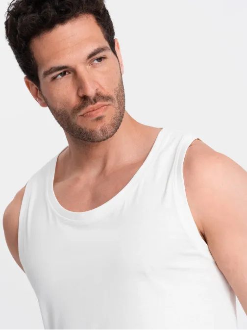 Enostavna bela majica brez rokavov V1 TSBT-0192
