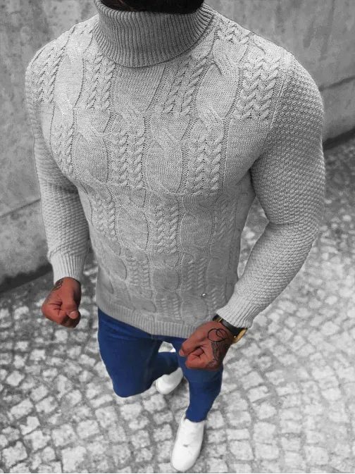 Vzorčast siv pulover z ovratnikom NB/MM6012/2