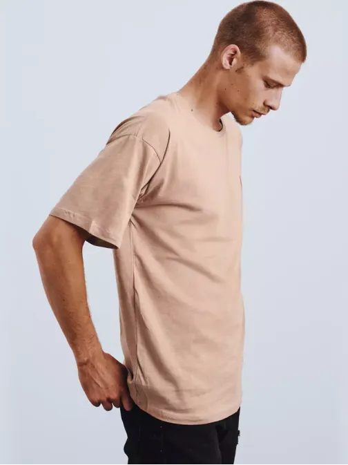 Moška majica s potiskom v barvi kapučina