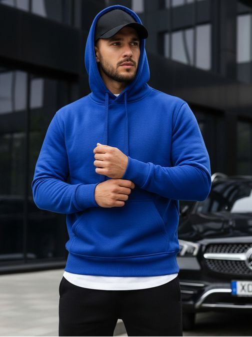 Trendovski preprost moder pulover