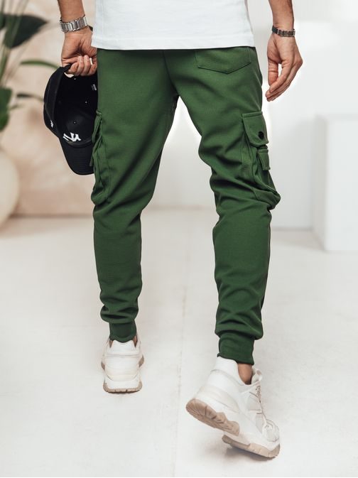 Zelene hlače z žepi za moške