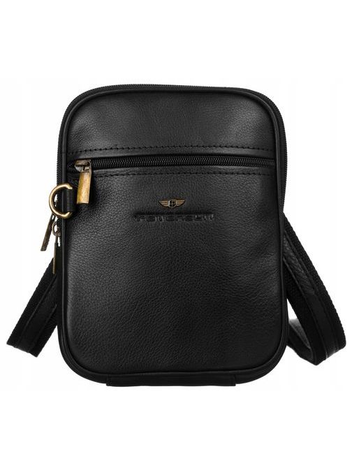 Črna usnjena torba za čez rame Peterson