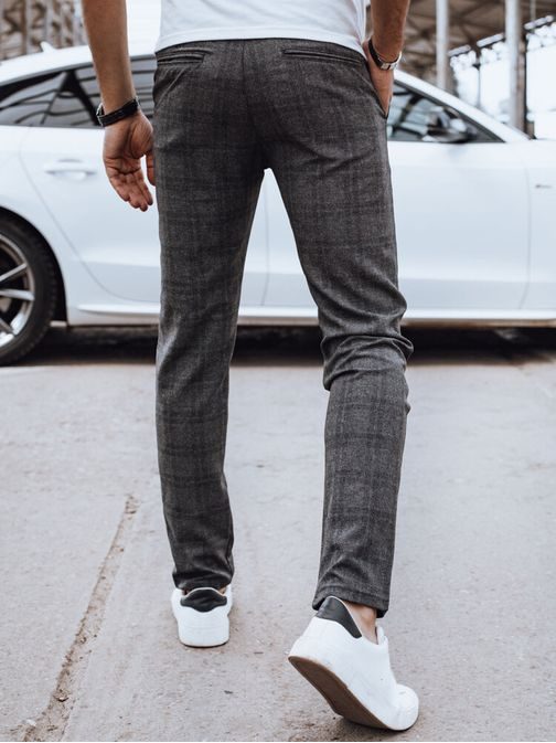 Stilske grafit hlače z nežnim karo vzorcem