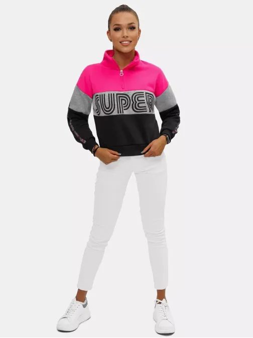 Udoben rožnato-črn ženski pulover JS/B26019Z