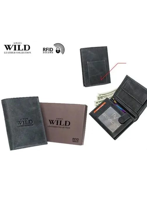 Grafitna moška usnjena denarnica brez zaponke