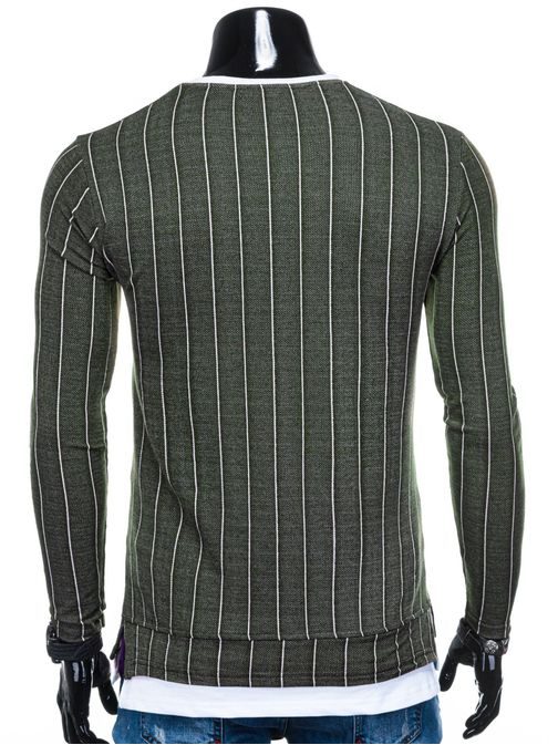 Kaki pulover s črtami B1144