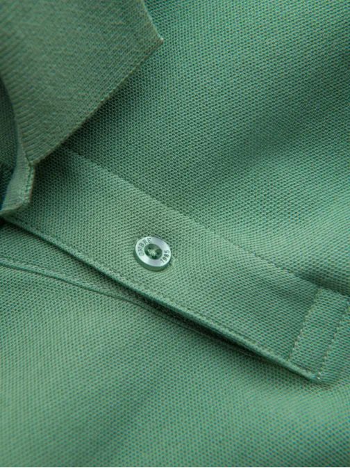 Bombažna enobarvna polo majica za moške zelena v11 om-pobs-0100