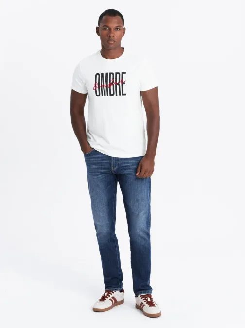 Bela bombažna majica z OMBRE V1 S2041