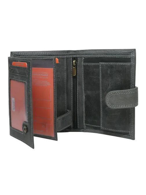 Grafitna usnjena denarnica z zaponko