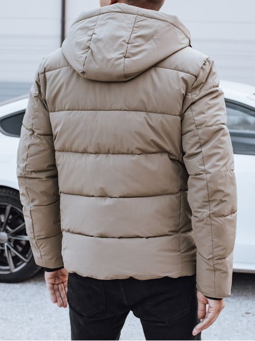 Modna zimska jakna s kapuco v bež barvi