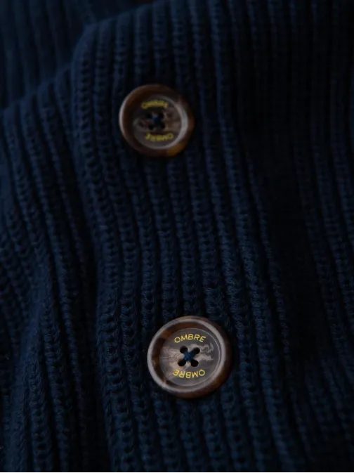 Temno modra moška pletena jopica z gumbi V1 SWCD-0153