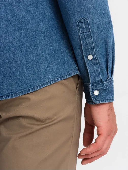 Jeans modra moška srajca V2 SHDS-0115