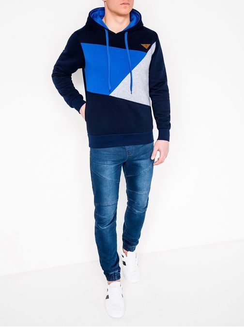 Trendovski temnomoder moški pulover b342