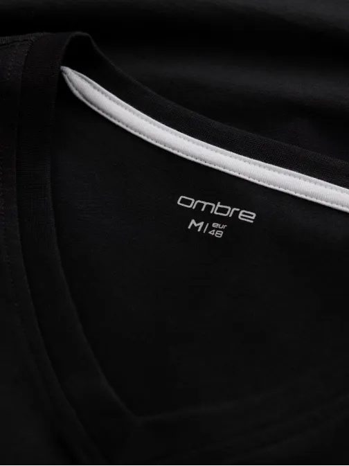 Črna majica z dolgimi rokavi in V-izrezom z logotipom v3 LSCL-0110