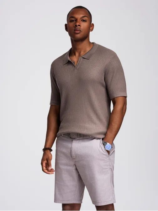 Moška siva pletena polo majica V4 POSS-0160