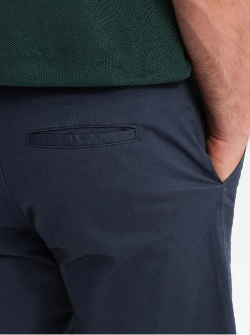 Moške temno modre hlače chinos z obrobo V10 SRCS-0197