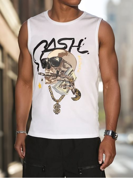 Bela moška majica z izvirnim tiskom