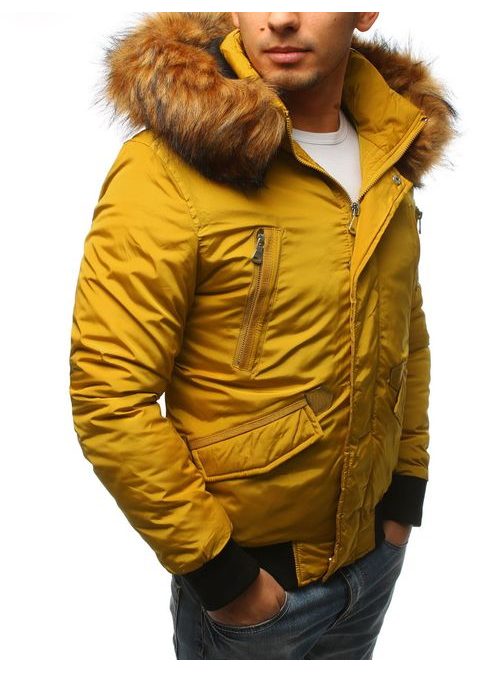 Rumena zimska jakna s kapuco