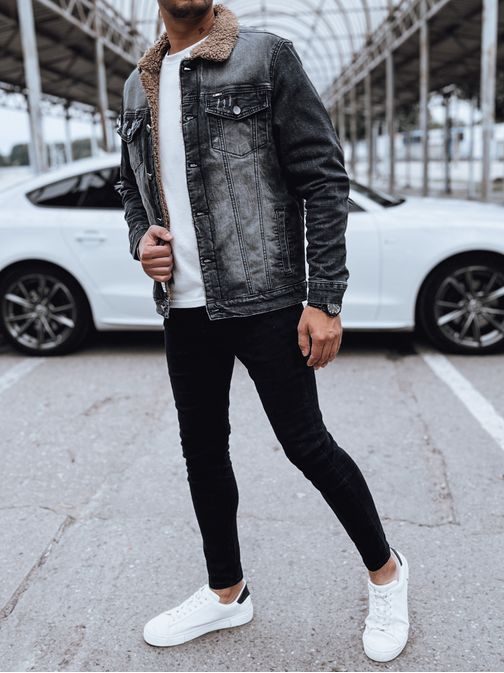 Črna prehodna podložena jeans jakna