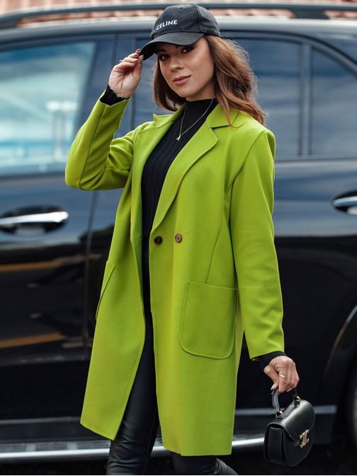 Ženski dolg oversize plašč limete barve Linnore