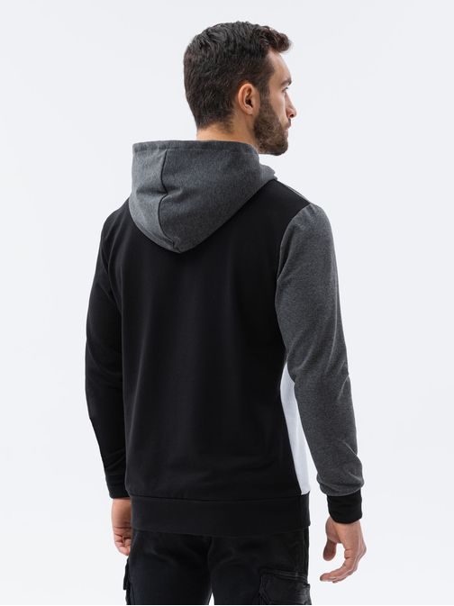 Temno siv pulover s črnim kontrastom B1050