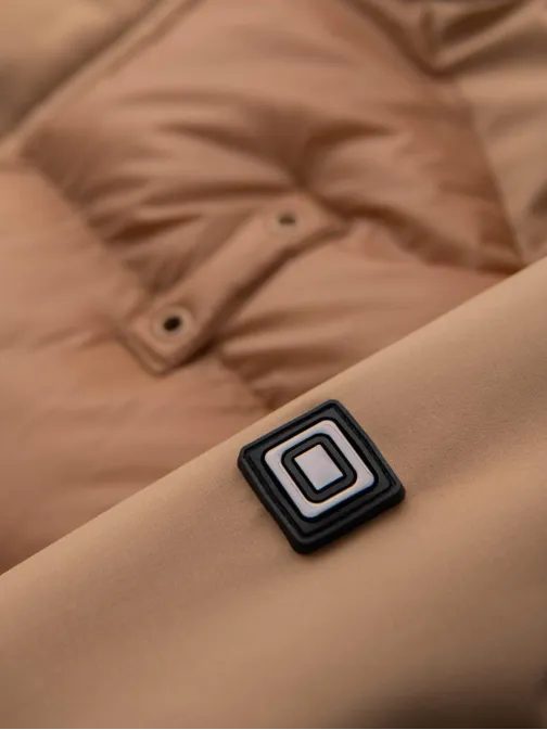 Prešita bež moška parka z žepi V2 JALJ-0308