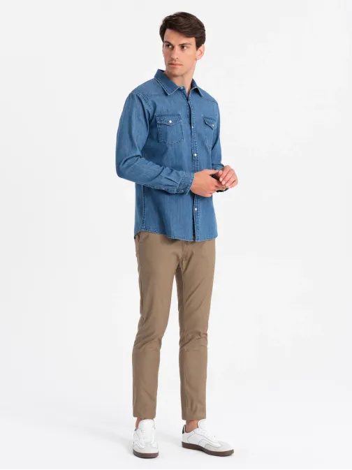 Jeans modra moška srajca V2 SHDS-0115