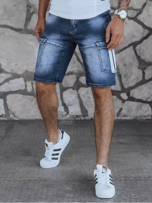 Nebeško modre jeans kratke hlače z žepi