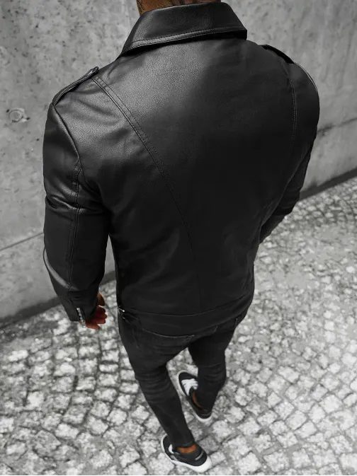 Stilska jakna iz umetnega usnja v črni barvi JS/11Z8014Z